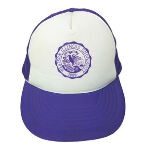 Western Illinois Leathernecks Hat Vintage WIU Snapback Trucker Cap Purple White